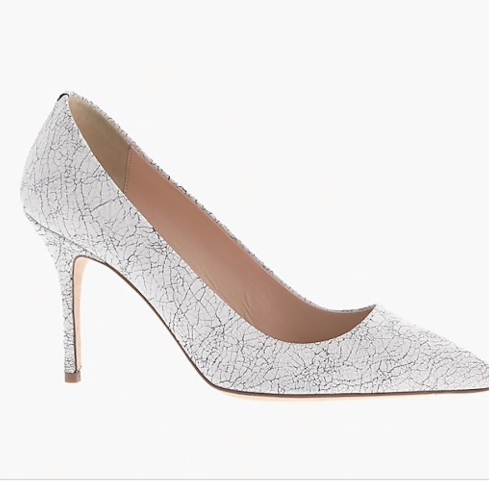 J Crew Elsie white crackle pumps 6.5